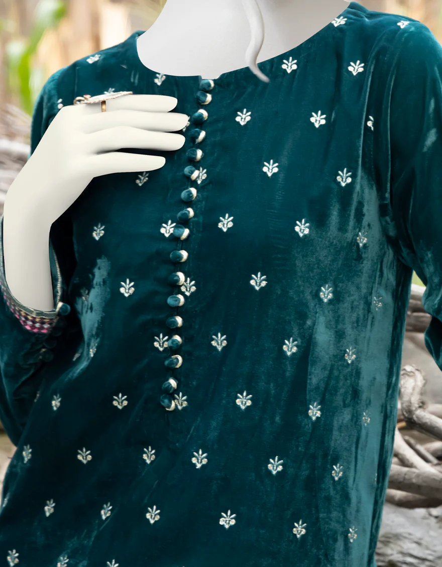 TEAL VELVET KURTI | JJLK-W-JPWK-US-22-864 FB/FF-328 - Image 3