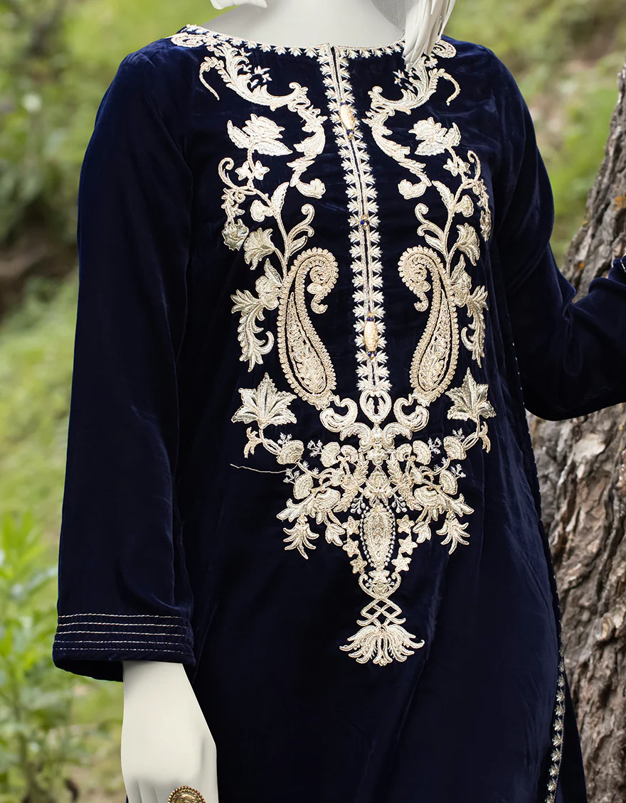 NAVY BLUE VELVET KURTI | JJLK-W-JPWK-US-22-872 FB/FF-328 - Image 2