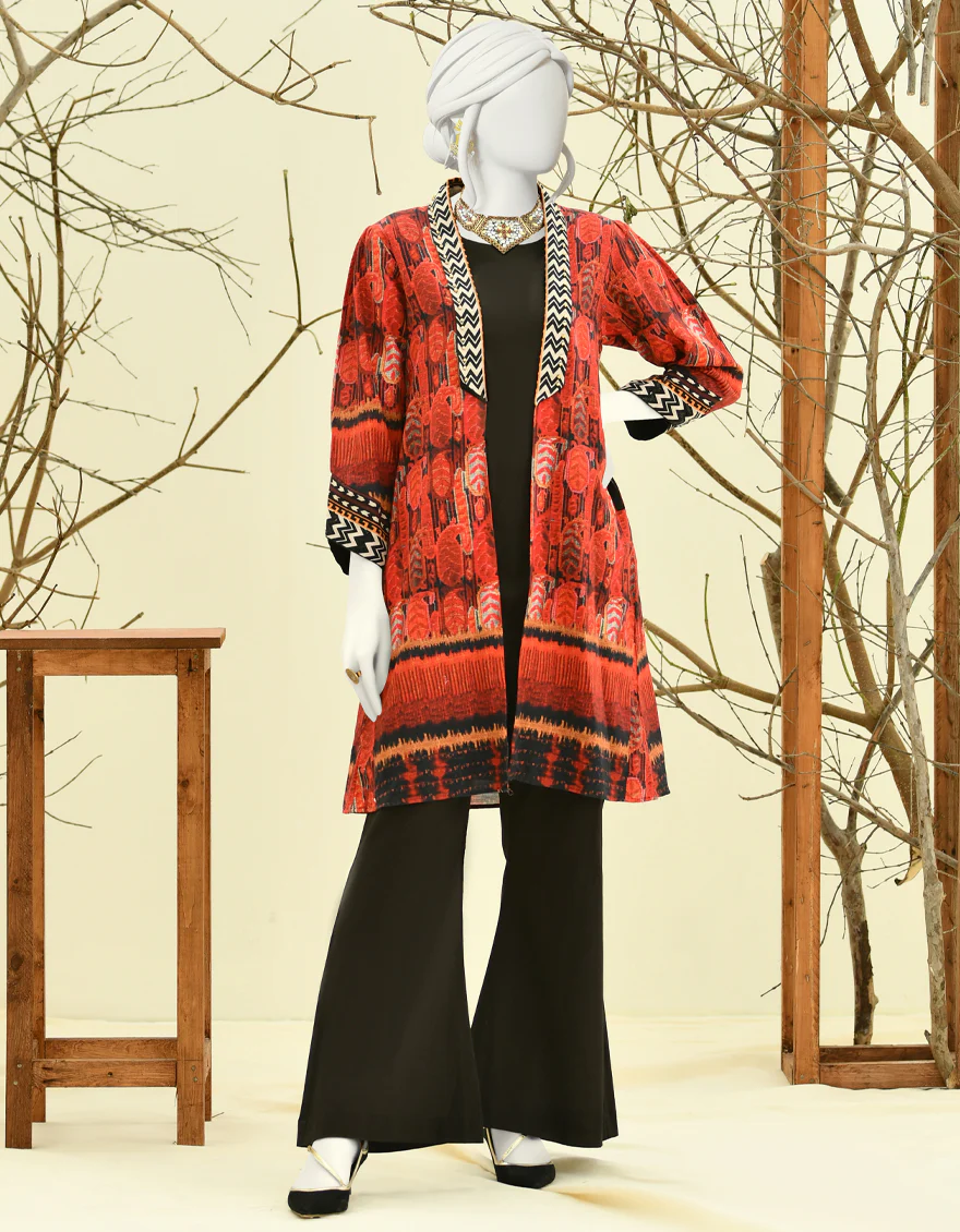 RED KHADDAR KURTI | JJLK-W-JPWK-US-22-874 FB/GLAZED (22-5182)