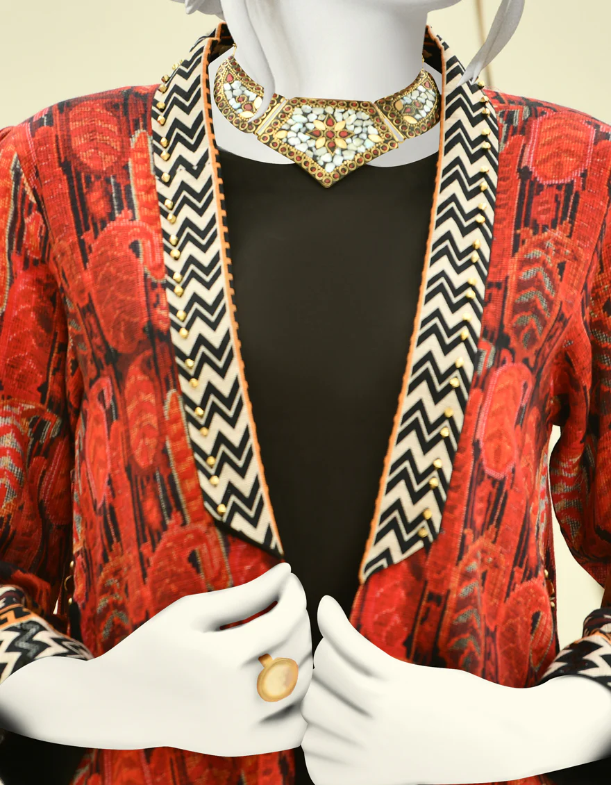 RED KHADDAR KURTI | JJLK-W-JPWK-US-22-874 FB/GLAZED (22-5182) - Image 4