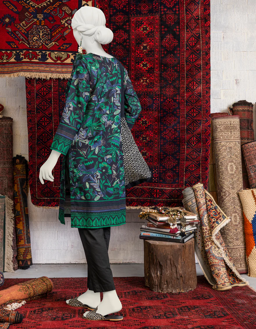 GREEN KHADDAR KURTI | JJLK-W-JPWK-US-23-994 FB/VICTORIAN - Image 2
