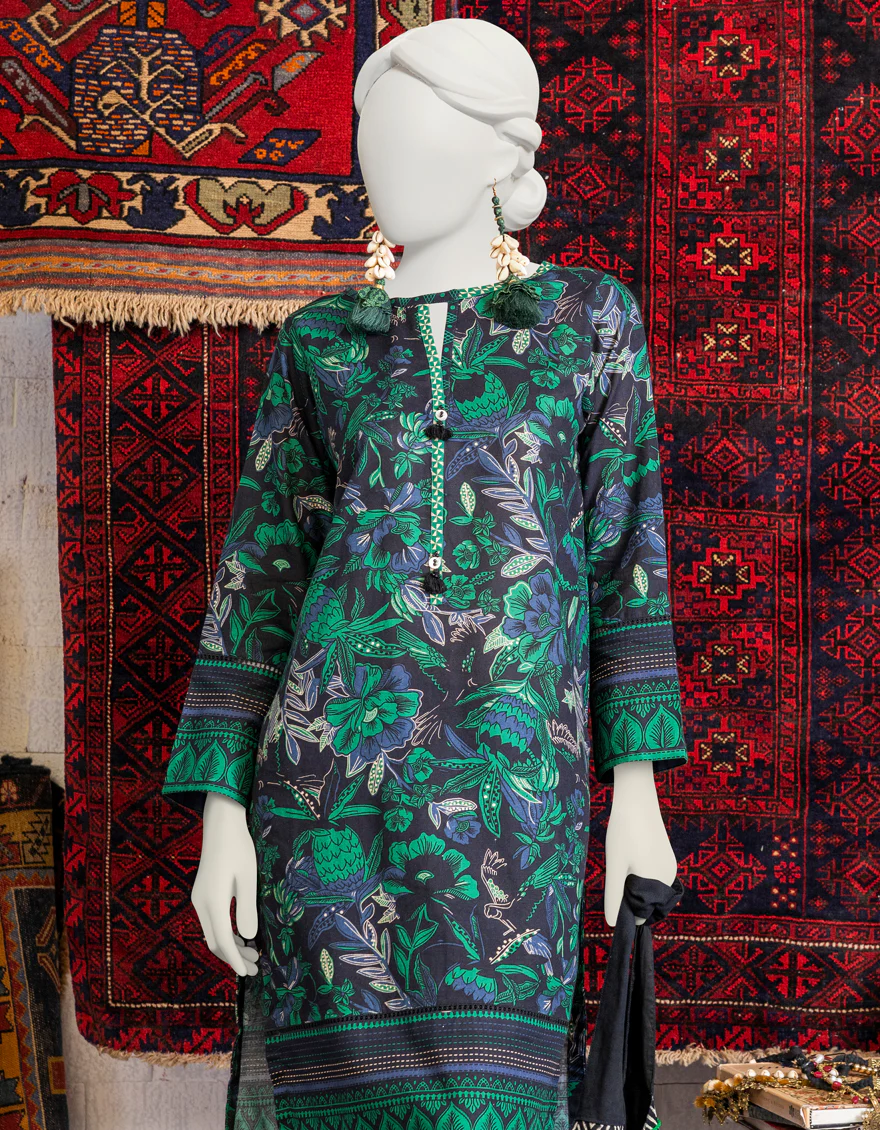 GREEN KHADDAR KURTI | JJLK-W-JPWK-US-23-994 FB/VICTORIAN - Image 3