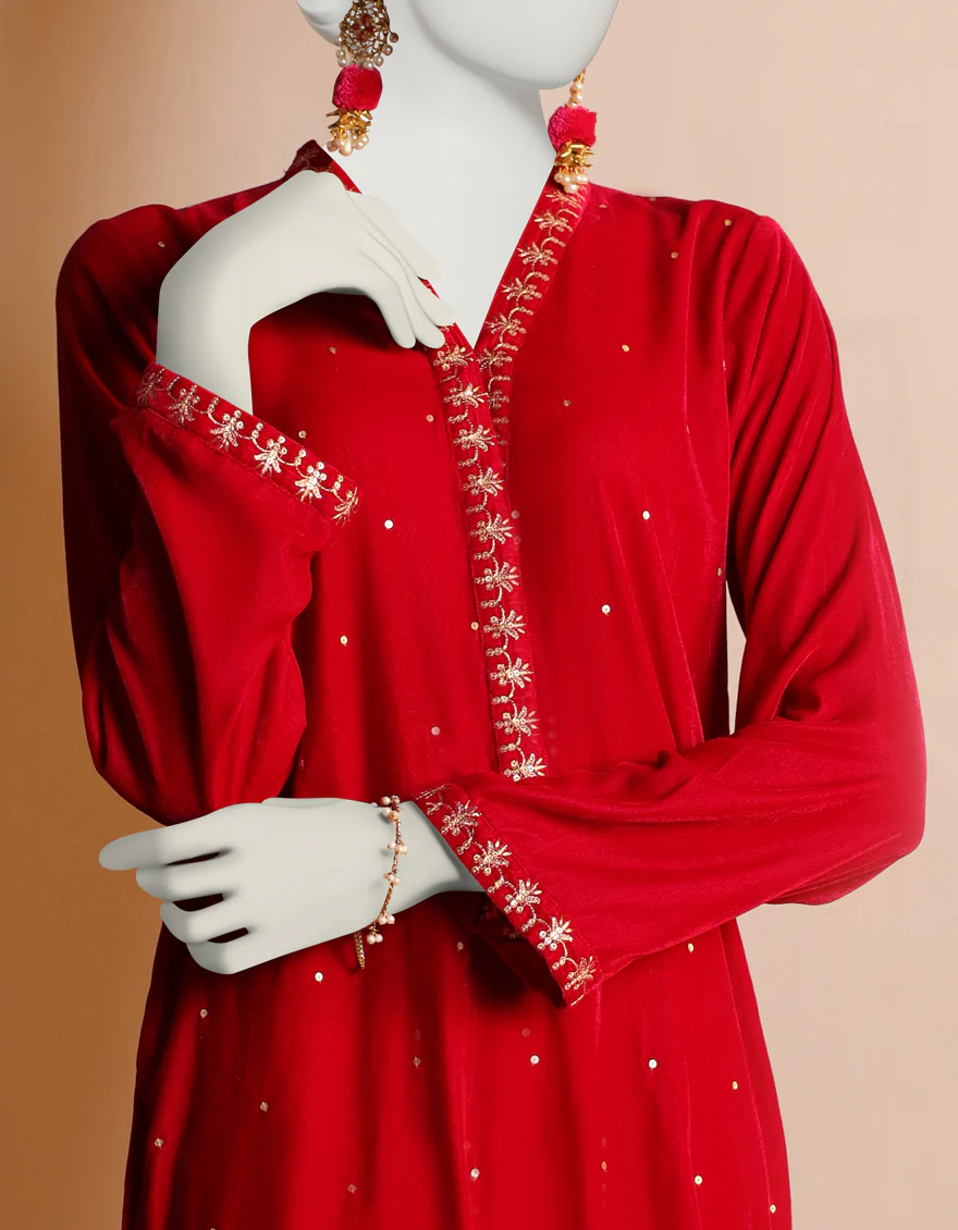 RED VELVET KURTI | JJLK-W-JPWK-US-23-999 FB/FF-328 - Image 2