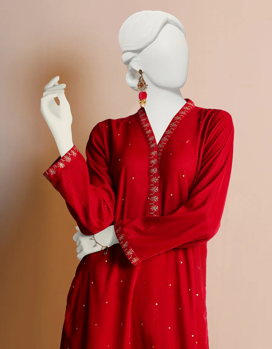 RED VELVET KURTI | JJLK-W-JPWK-US-23-999 FB/FF-328 - Image 3