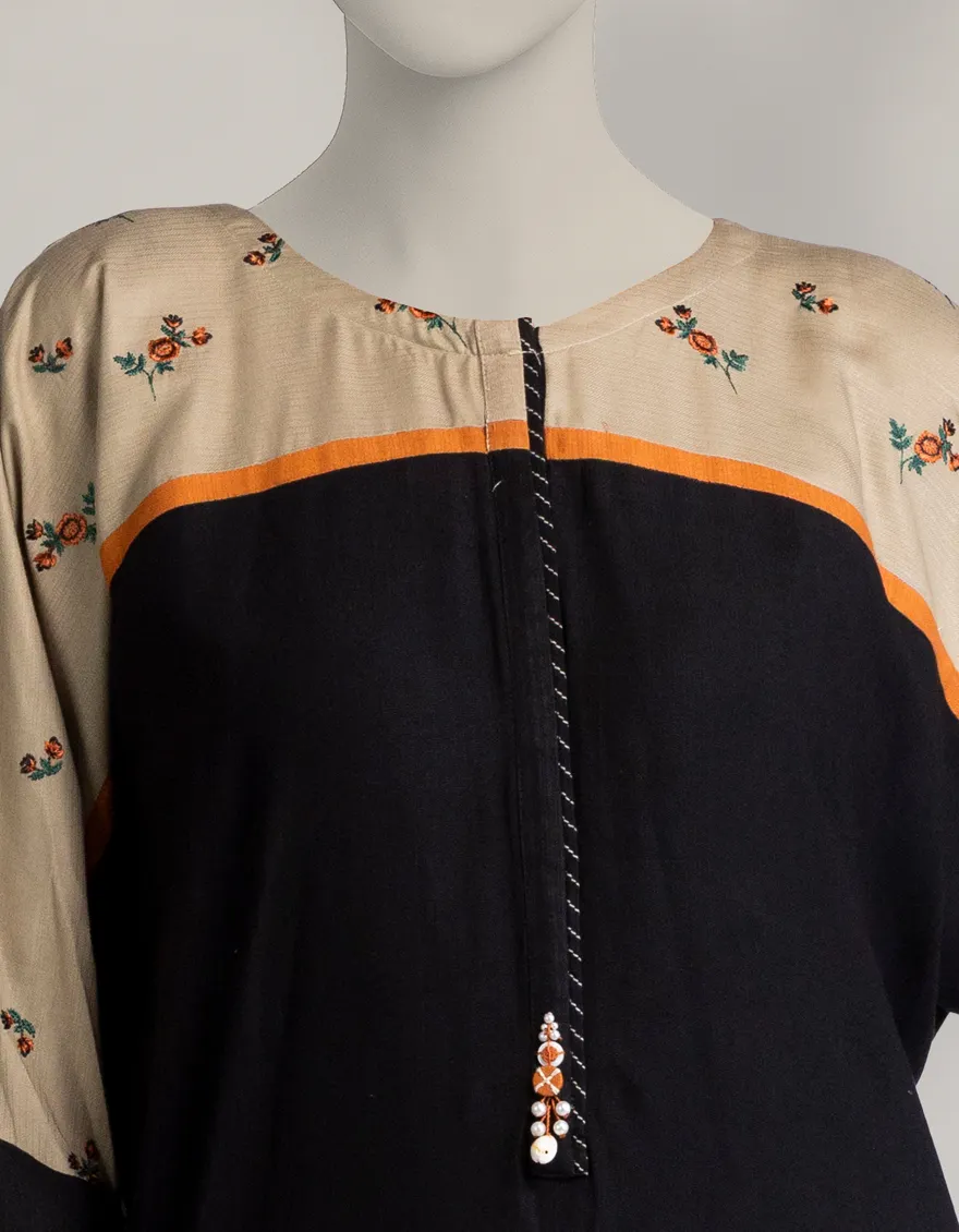 BLACK PASHMINA KURTI | JJLK-W-JSS-25-562 FB/VIBRANT BANDS-01 - Image 3