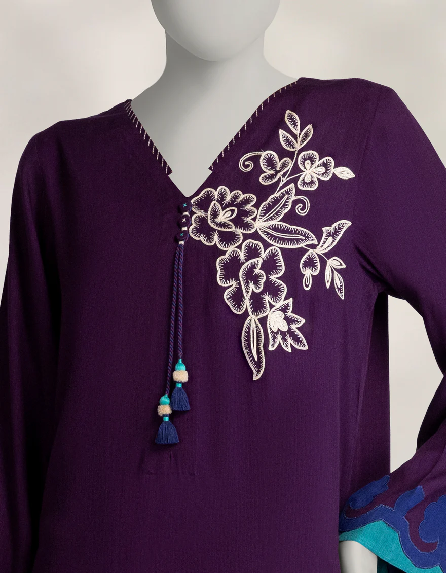 PURPLE PASHMINA KURTI | JJLK-W-JSS-25-564 FB/VIBRANT BANDS-03 - Image 3