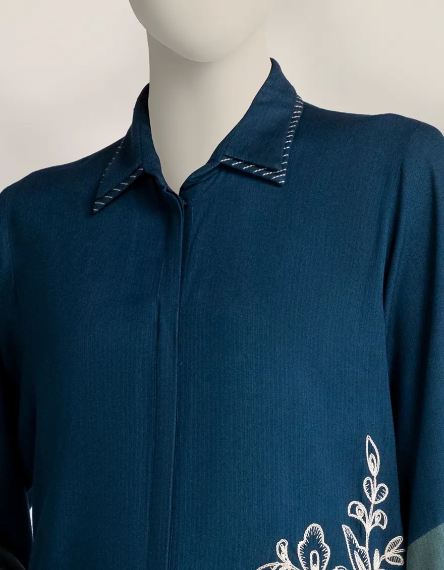 BLUE PASHMINA KURTI | JJLK-W-JSS-25-565 FB/VIBRANT BANDS-04 - Image 4