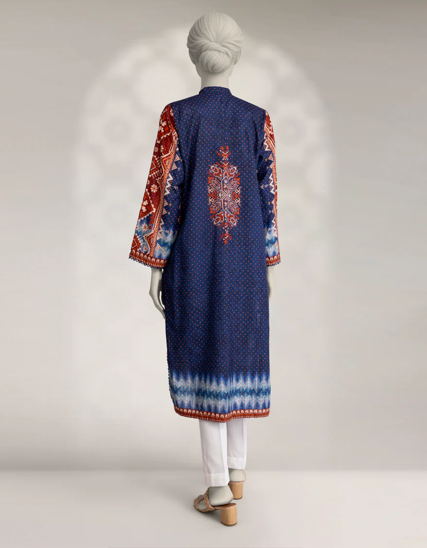 BLUE KHADDAR SLUB KURTI | JJLK-W-JSS-25-566 FB/MOROCCAN RUG-01 - Image 2