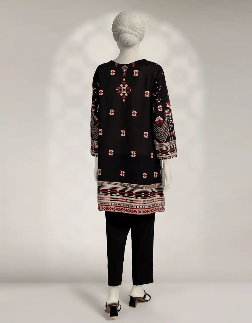 BLACK KHADDAR SLUB KURTI | JJLK-W-JSS-25-567 FB/MOROCCAN RUG-02 - Image 2