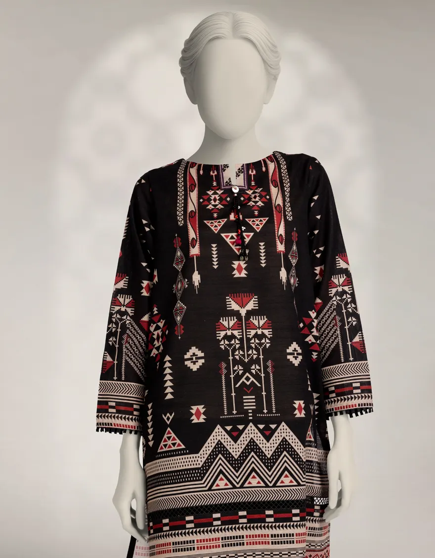 BLACK KHADDAR SLUB KURTI | JJLK-W-JSS-25-567 FB/MOROCCAN RUG-02 - Image 3