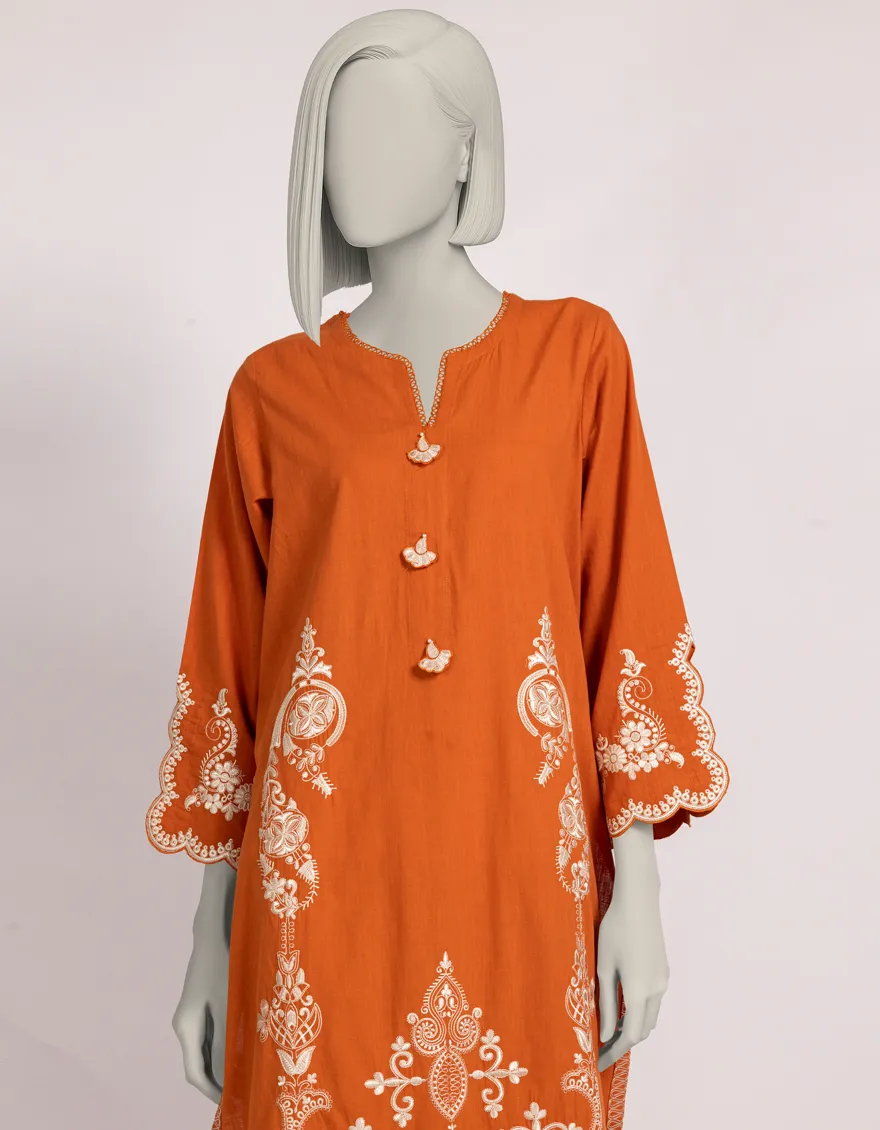 ORANGE DOBBY KURTI | JJLK-W-JSS-25-573 FB/FOLK PAISLY-4 - Image 3