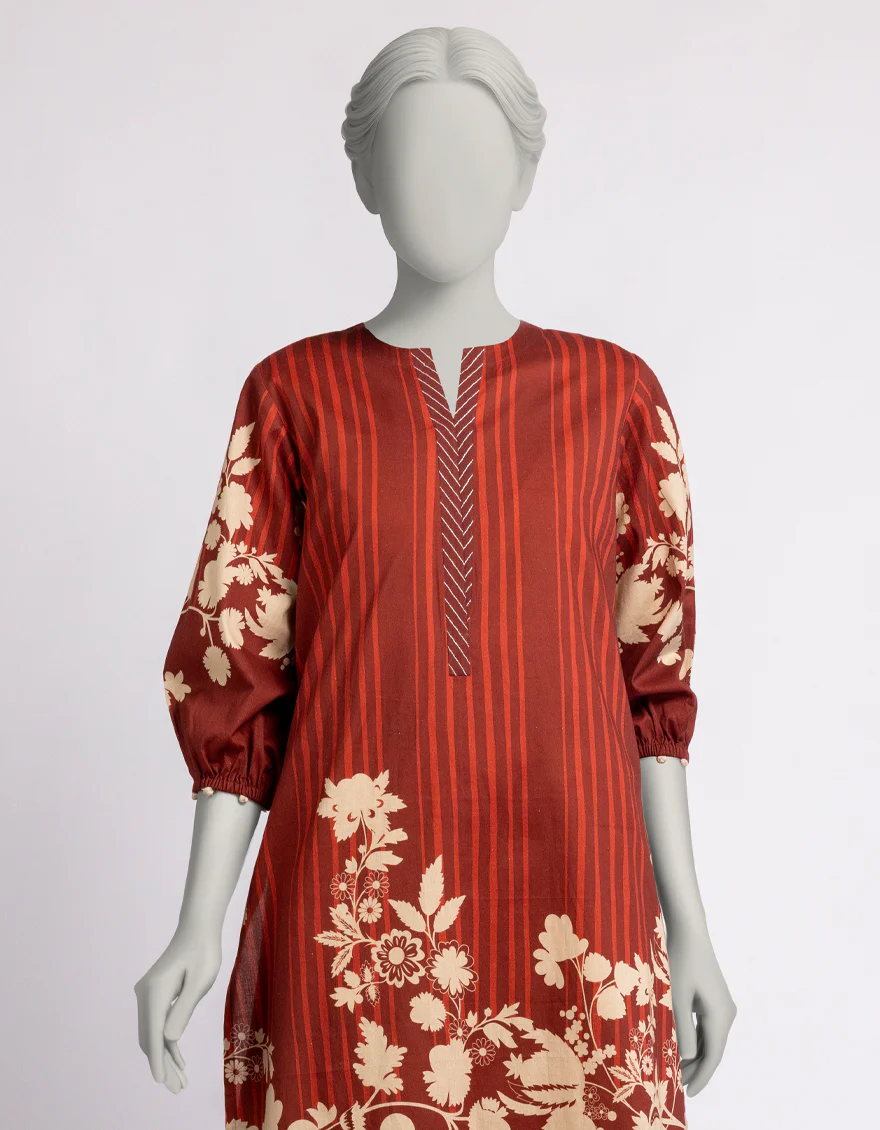 MAROON CAMBRIC KURTI | JJLK-W-JSS-25-583 FB/ESSENTIALS-86 - Image 2