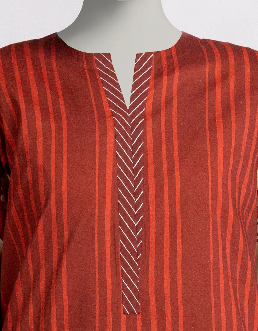 MAROON CAMBRIC KURTI | JJLK-W-JSS-25-583 FB/ESSENTIALS-86 - Image 3