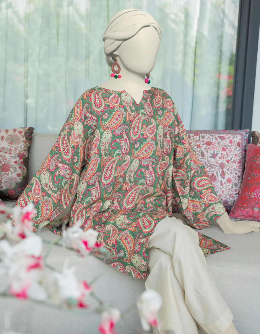 GREEN KHADDI KURTI | JJLK-W-JWS-24-3078 FB/BOLD PRINT-02 - Image 3
