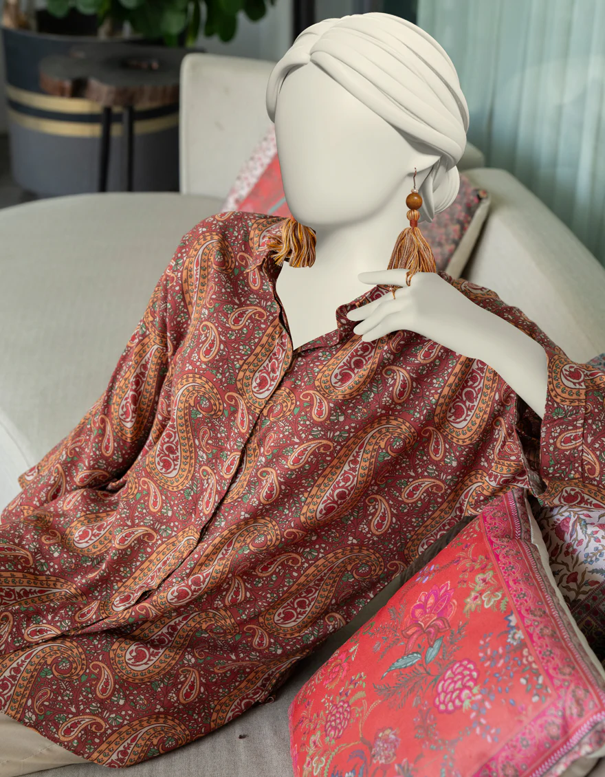 BROWN KHADDI KURTI | JJLK-W-JWS-24-3080 FB/BOLD PRINT-04 - Image 2
