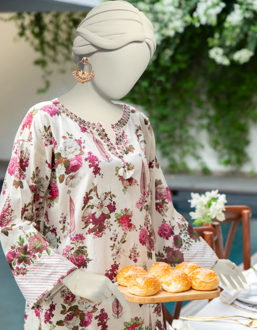 WHITE CAMBRIC KURTI | JJLK-W-JWS-24-3081 FB/SPRING FLORAL-01 - Image 2