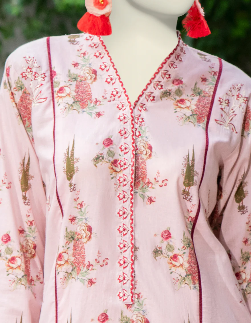 PINK CAMBRIC KURTI | JJLK-W-JWS-24-3082 FB/SPRING FLORAL-02 - Image 3