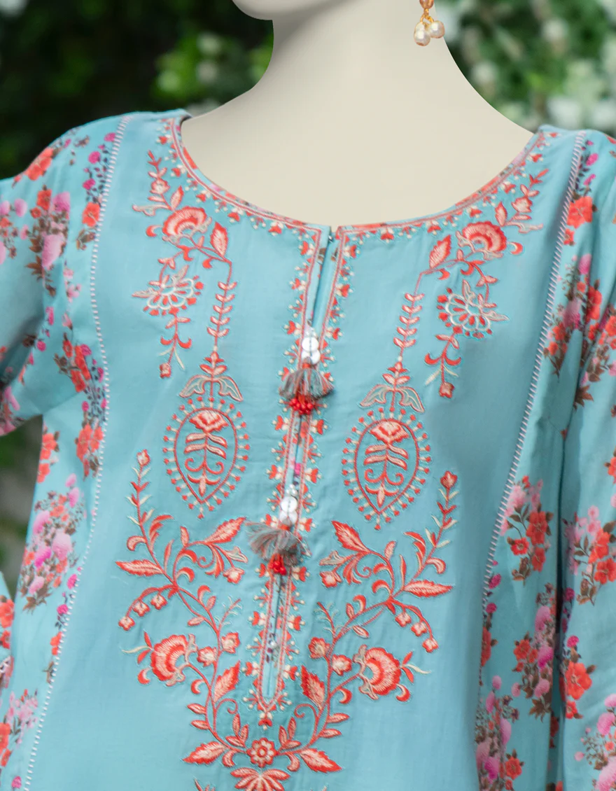 BLUE CAMBRIC KURTI | JJLK-W-JWS-24-3083 FB/SPRING FLORAL-03 - Image 2