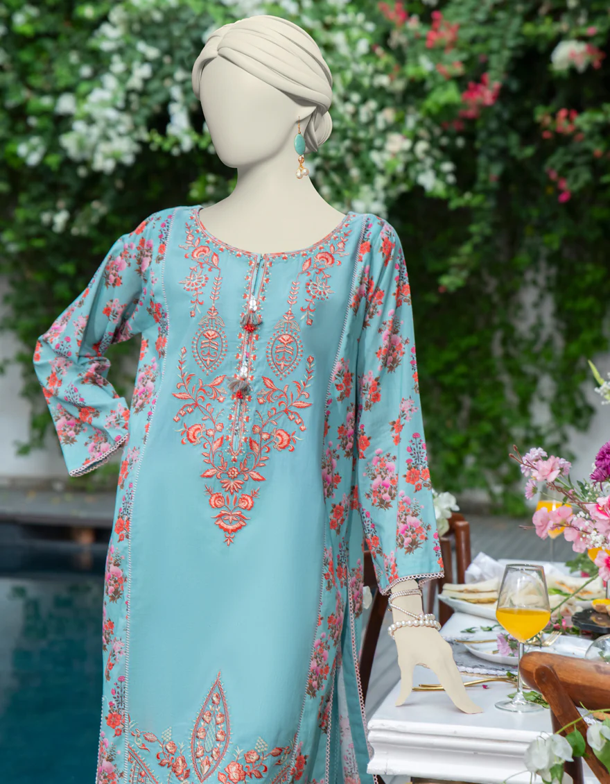 BLUE CAMBRIC KURTI | JJLK-W-JWS-24-3083 FB/SPRING FLORAL-03 - Image 3