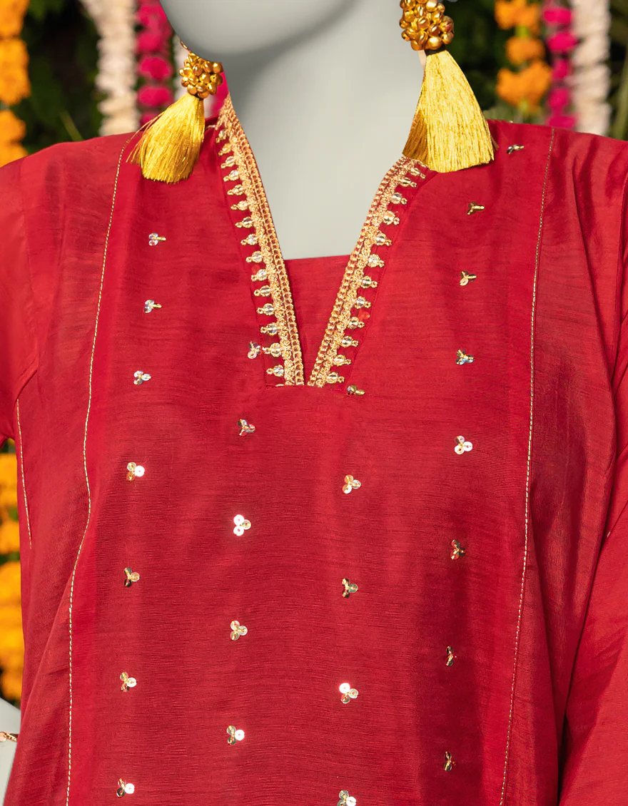 RED PAPER COTTON KURTI | JJLK-W-JWS-24-3087 FB/BLINK-03 - Image 3