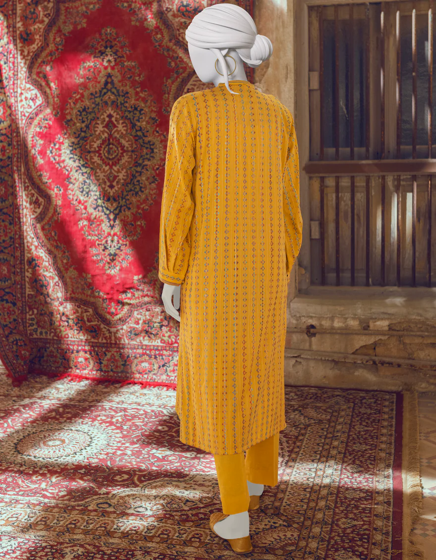 YELLOW JACQUARD KURTI | JJLK-W-JWS-US-22-3024 FB/V-WARP-003 - Image 2