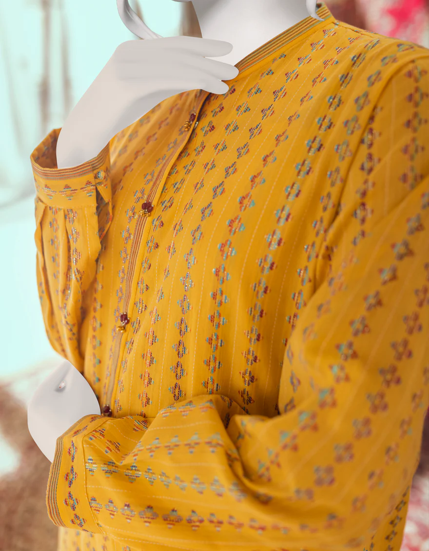 YELLOW JACQUARD KURTI | JJLK-W-JWS-US-22-3024 FB/V-WARP-003 - Image 3