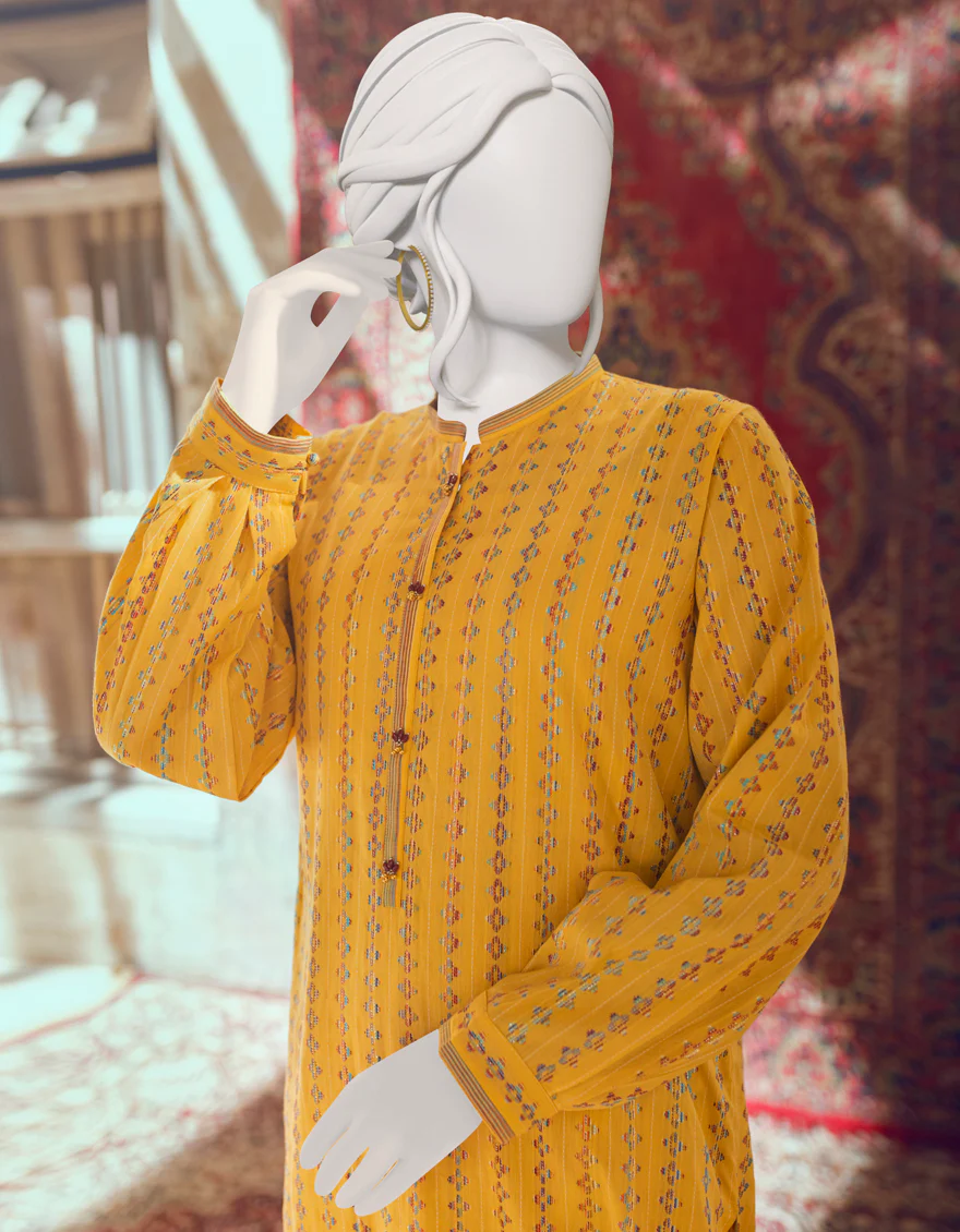 YELLOW JACQUARD KURTI | JJLK-W-JWS-US-22-3024 FB/V-WARP-003 - Image 4