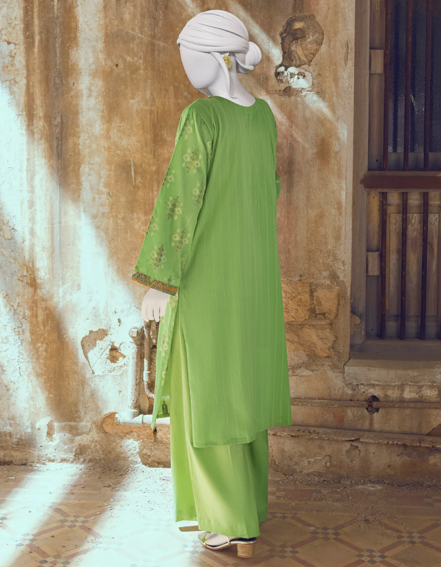 GREEN JACQUARD KURTI | JJLK-W-JWS-US-22-3025 FB/V-WARP-004 - Image 2