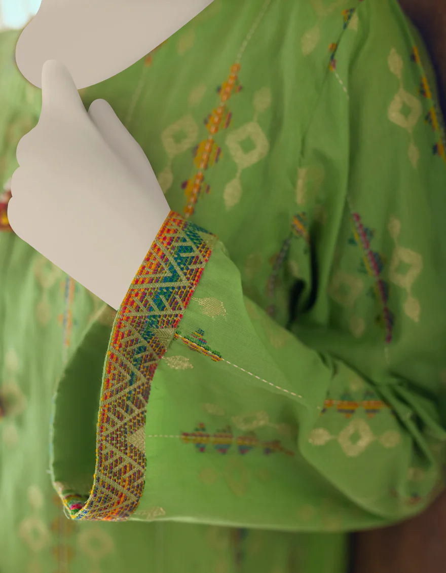 GREEN JACQUARD KURTI | JJLK-W-JWS-US-22-3025 FB/V-WARP-004 - Image 4