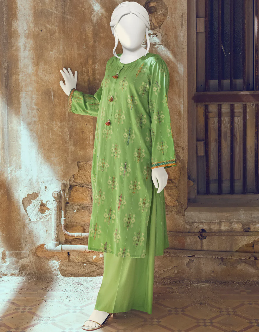 GREEN JACQUARD KURTI | JJLK-W-JWS-US-22-3025 FB/V-WARP-004 - Image 5
