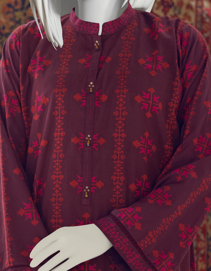 PURPLE & PINK JACQUARD KURTI | JJLK-W-JWS-US-22-3026 FB/V-WARP-005 - Image 3