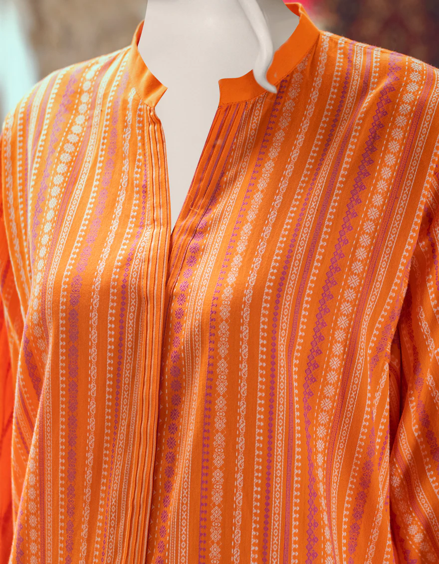 ORANGE JACQUARD KURTI | JJLK-W-JWS-US-22-3027 FB/V-WARP-006 - Image 2