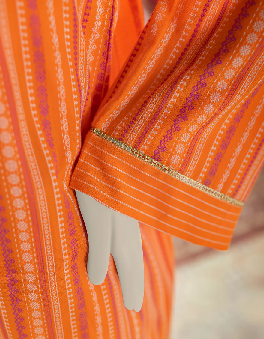 ORANGE JACQUARD KURTI | JJLK-W-JWS-US-22-3027 FB/V-WARP-006 - Image 3