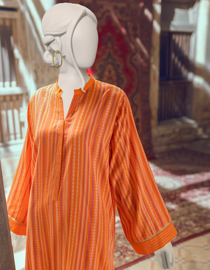 ORANGE JACQUARD KURTI | JJLK-W-JWS-US-22-3027 FB/V-WARP-006 - Image 4