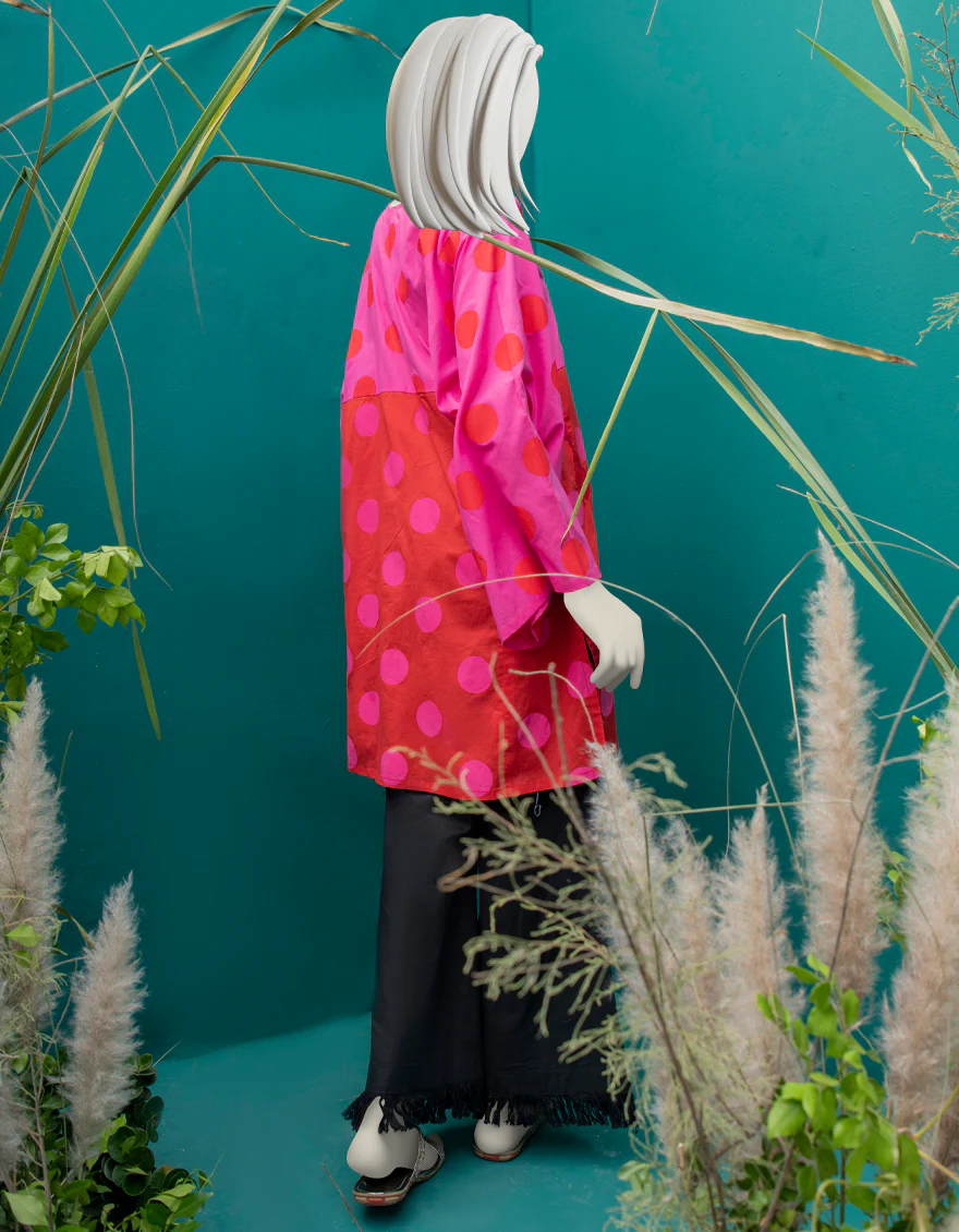 RED-PINK KHADDAR KURTI | JJLK-W-JWS-US-22-3033 FB/MARSHMALLOW - Image 2