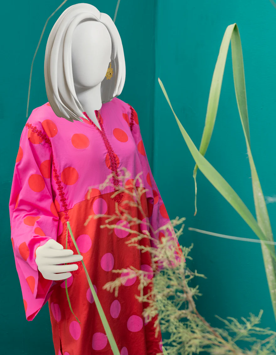 RED-PINK KHADDAR KURTI | JJLK-W-JWS-US-22-3033 FB/MARSHMALLOW - Image 3