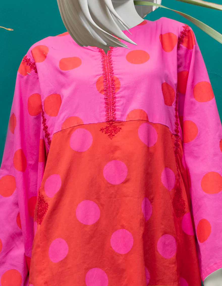 RED-PINK KHADDAR KURTI | JJLK-W-JWS-US-22-3033 FB/MARSHMALLOW - Image 4