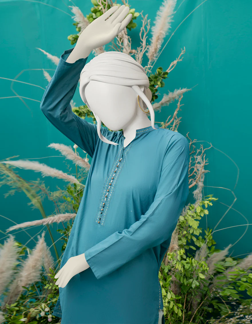 TEAL LAWN KURTI | JJLK-W-JWS-US-22-3035 FB/MOCHA - Image 4