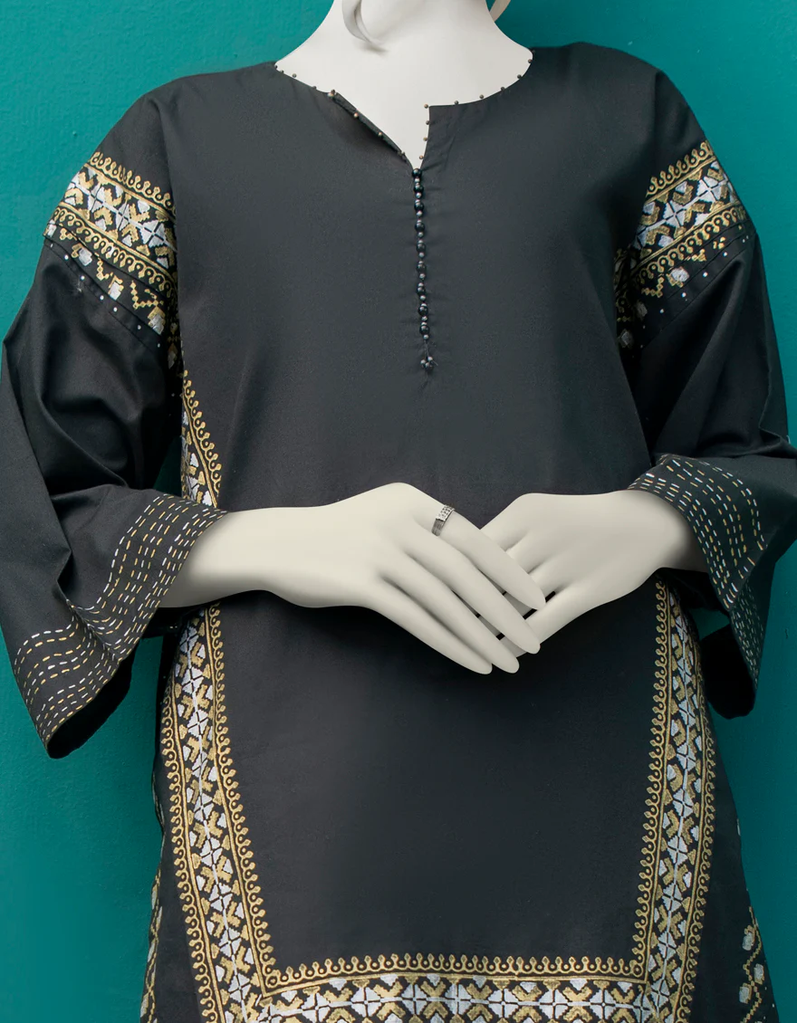 BLACK LAWN KURTI | JJLK-W-JWS-US-22-3037 FB/BREW - Image 2