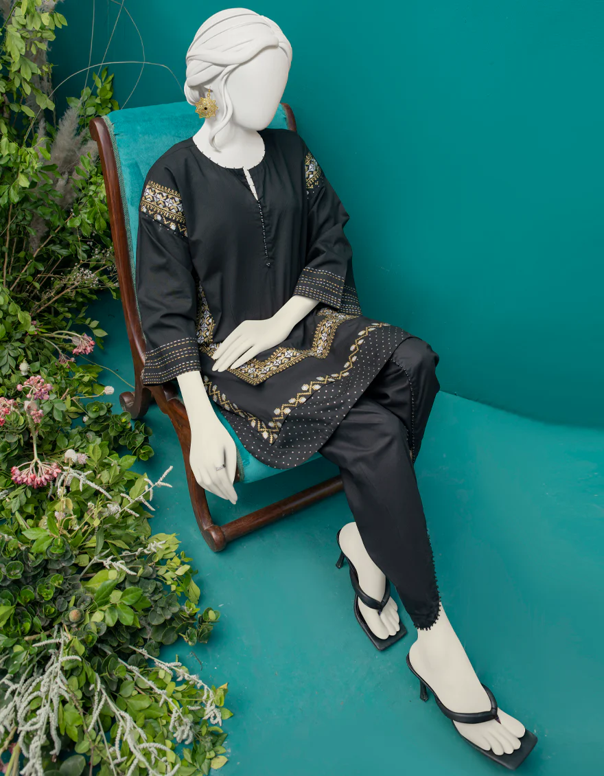 BLACK LAWN KURTI | JJLK-W-JWS-US-22-3037 FB/BREW - Image 3