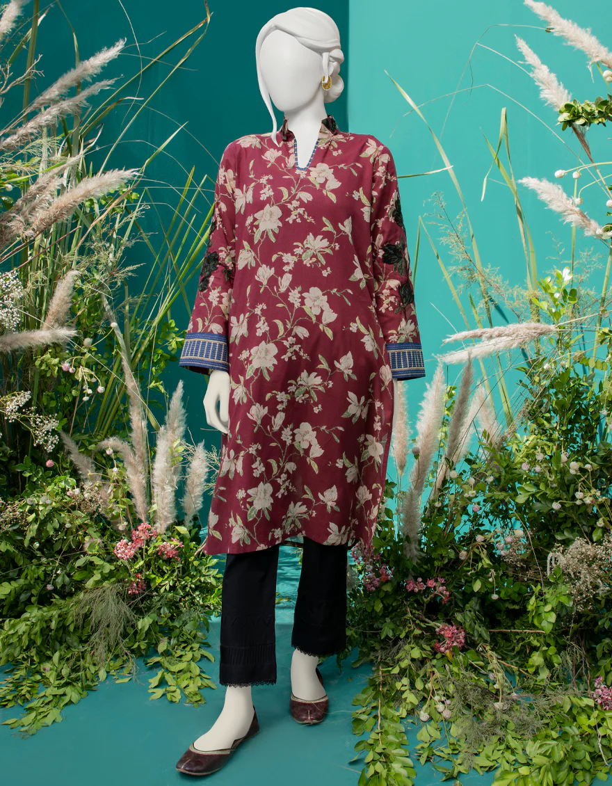 MAROON LAWN KURTI | JJLK-W-JWS-US-22-3043 FB/SANDEL WOOD