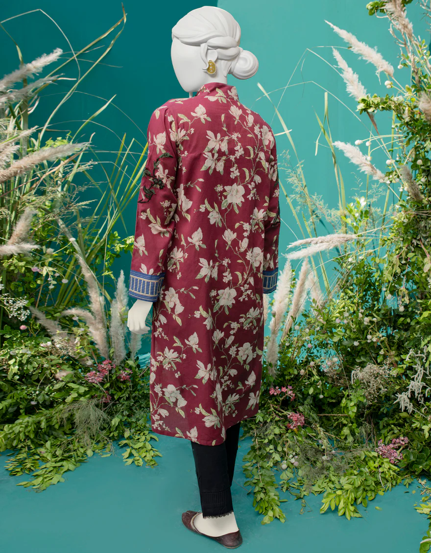 MAROON LAWN KURTI | JJLK-W-JWS-US-22-3043 FB/SANDEL WOOD - Image 2