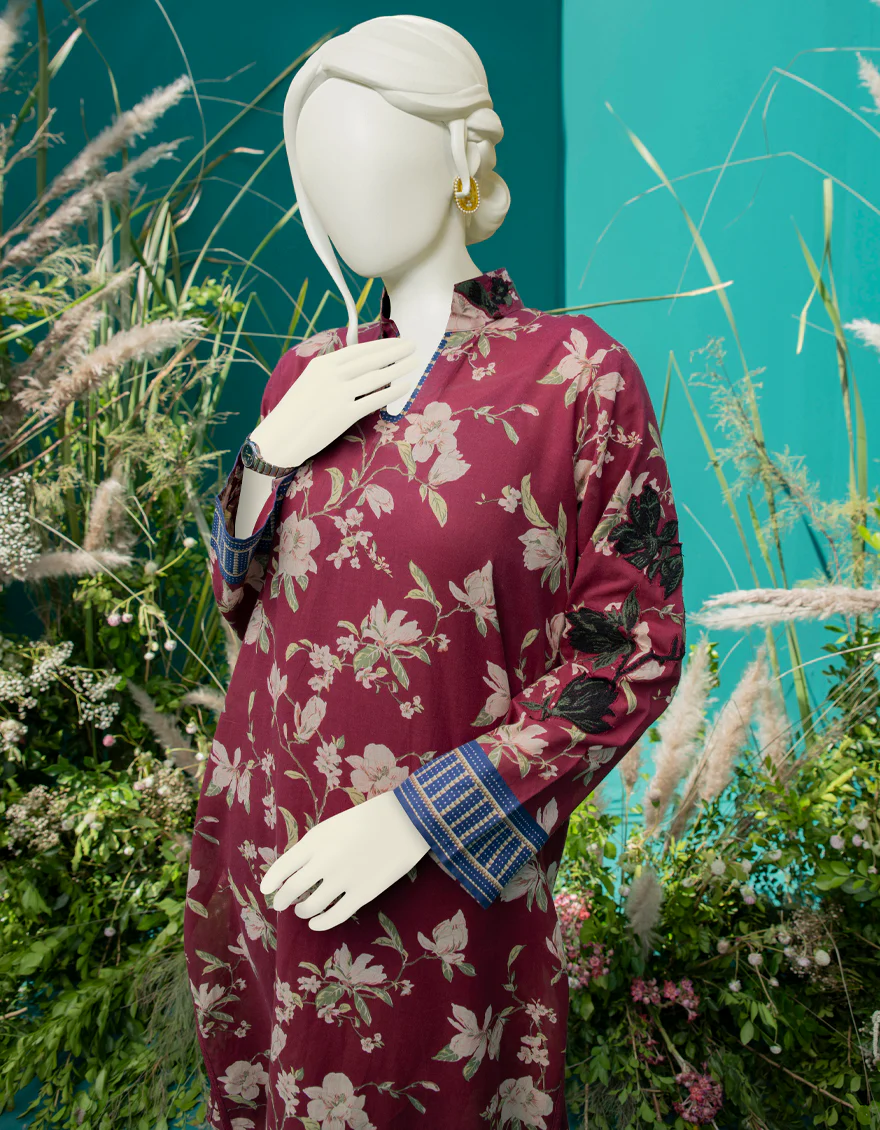 MAROON LAWN KURTI | JJLK-W-JWS-US-22-3043 FB/SANDEL WOOD - Image 3
