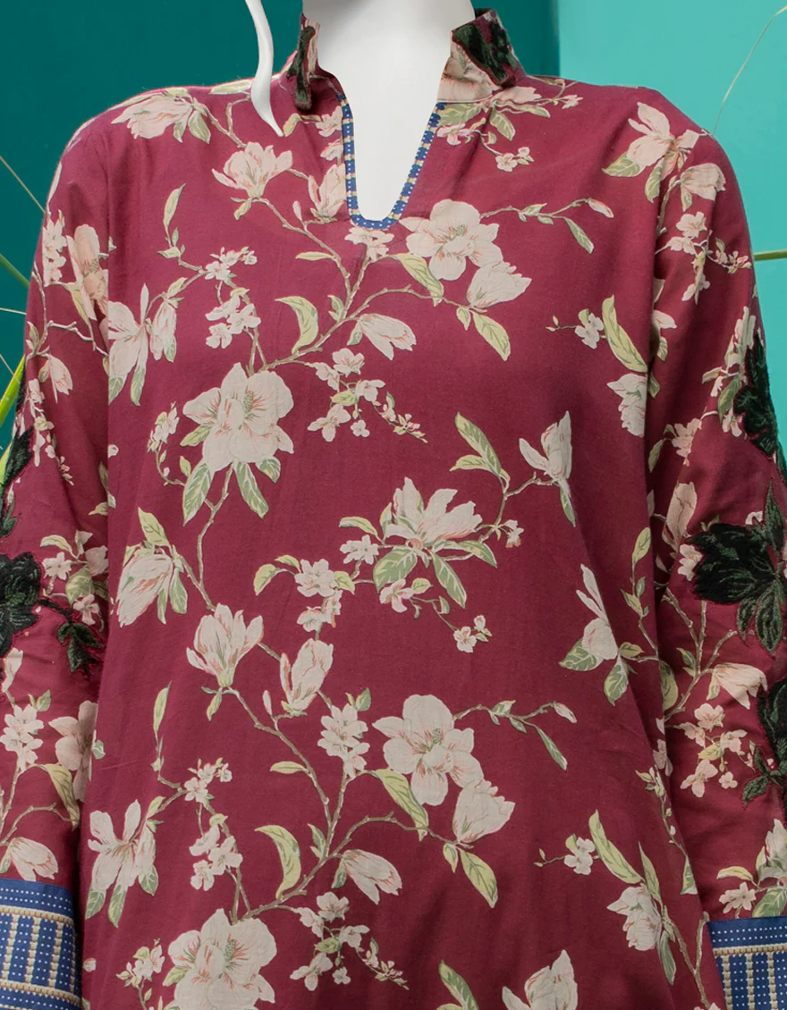 MAROON LAWN KURTI | JJLK-W-JWS-US-22-3043 FB/SANDEL WOOD - Image 4