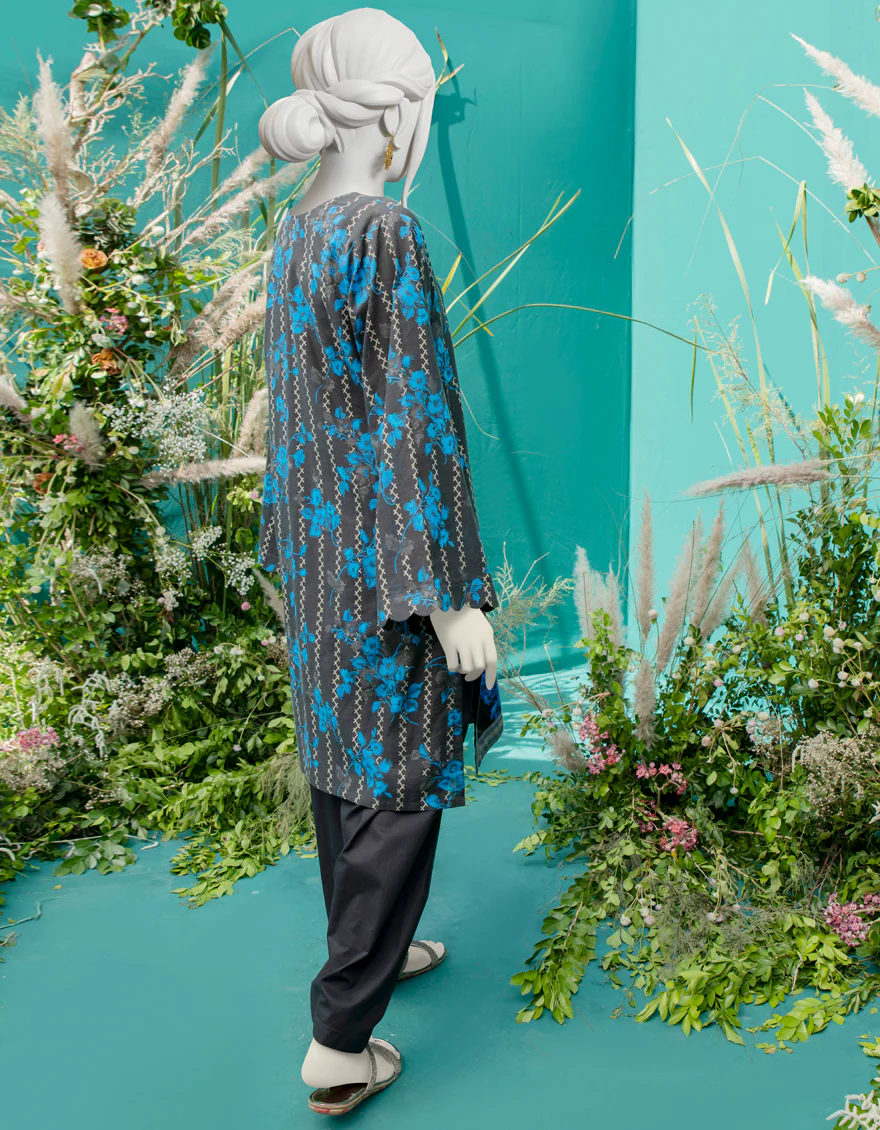 CHARCOAL LAWN KURTI | JJLK-W-JWS-US-22-3046 FB/LINEN - Image 2