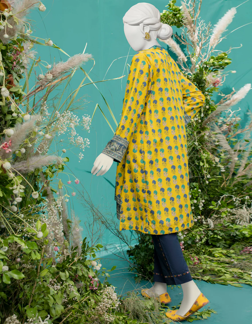 YELLOW KARANDI KURTI | JJLK-W-JWS-US-22-3049 FB/HAZE-C - Image 2