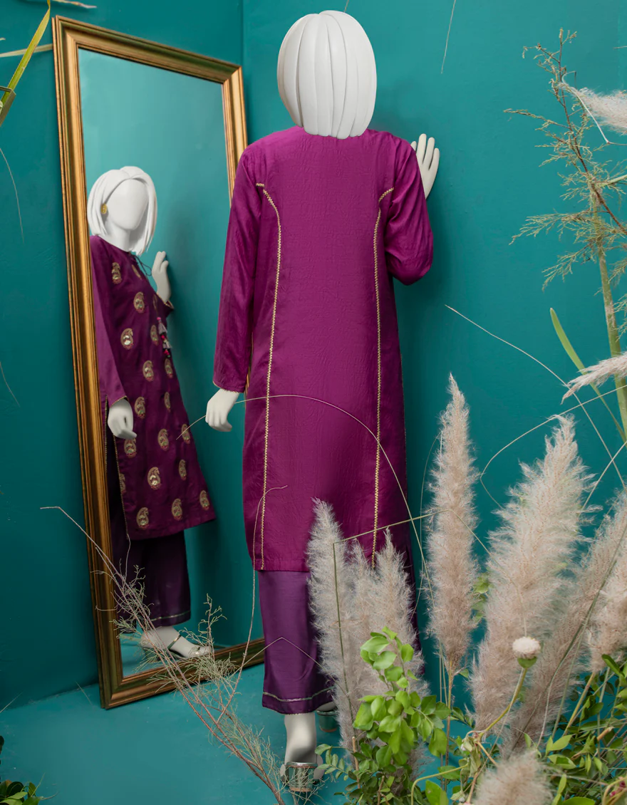 PURPLE RAW SILK KURTI | JJLK-W-JWS-US-22-3060 FB/PAISLEY-627 - Image 4