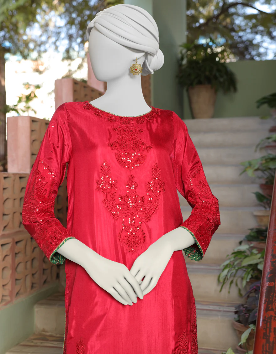 MAROON RAW SILK KURTI | JJLK-W-JWS-US-22-3063 FB/HF-151 - Image 2