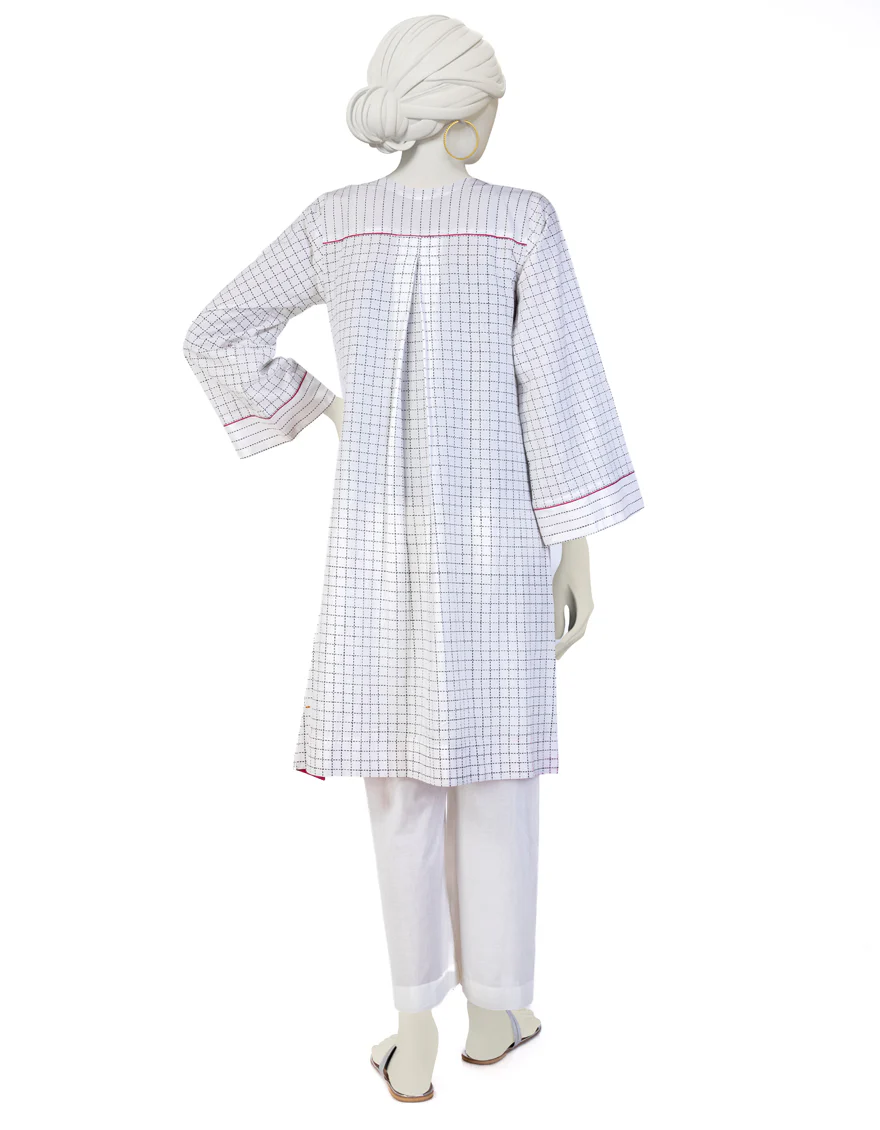 WHITE CAMBRIC KURTI | JJLK-W-JWS-US-23-3042 FB/TOILE-1 - Image 2