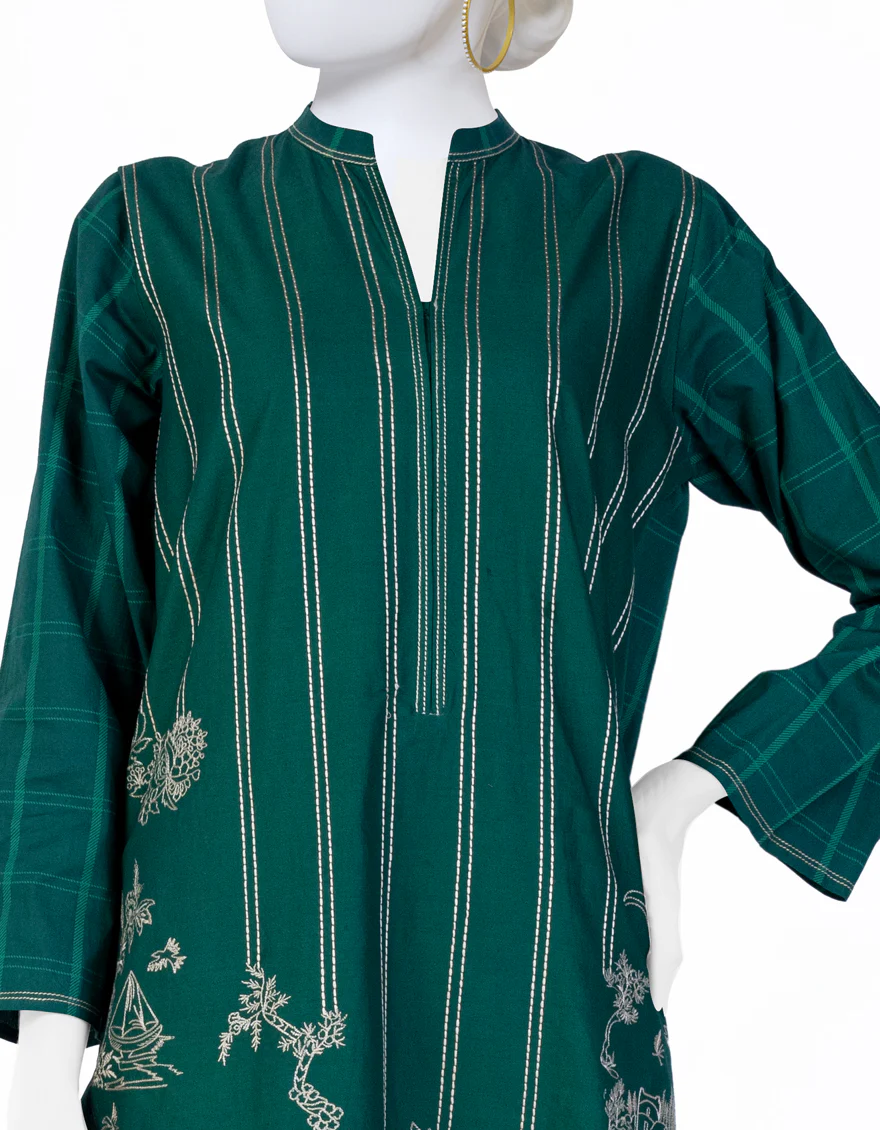 GREEN CAMBRIC KURTI | JJLK-W-JWS-US-23-3045 FB/TOILE-4 - Image 3